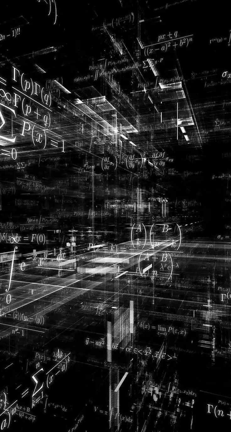 Mathematical formulas drawn in white on a black background